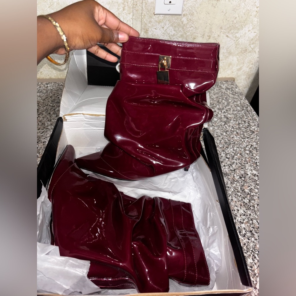 Burgundy Patent Leather Boots